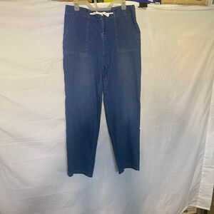 Unbranded Women's Jeans Size L Wide‎ Leg Drawstring Waist 35 x 31
